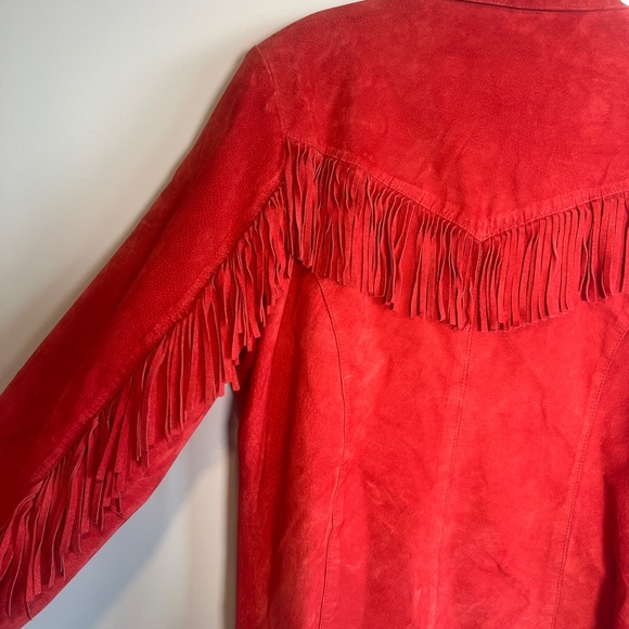 Red Fringe Lightweight Leather Jacket - Picture 4 of 5